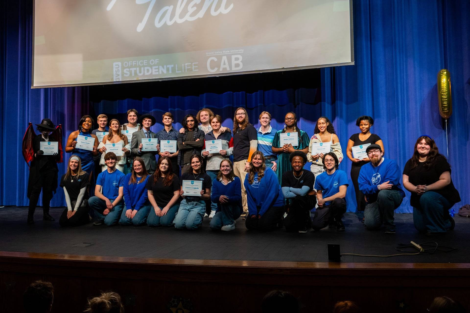 Winners from GV's Got Talent 2025 smiling as a group with their certificates